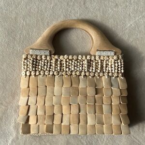 Elegant Beaded Mini Bag in Tan